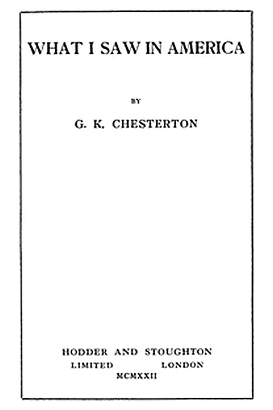 What I Saw in America