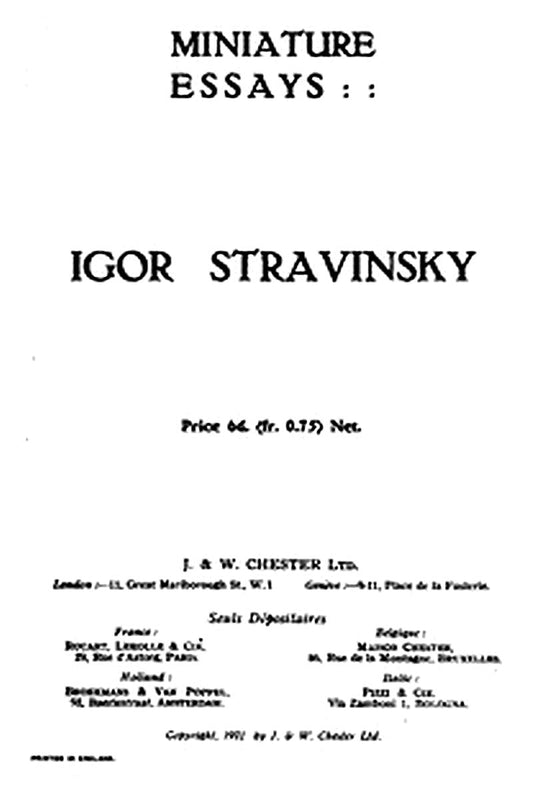 Miniature essays: Igor Stravinsky