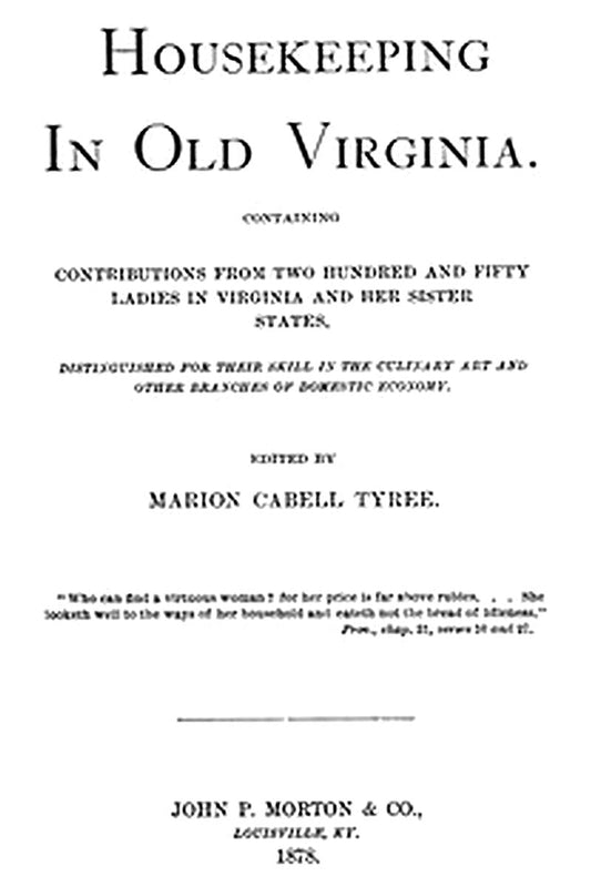 Housekeeping in Old Virginia