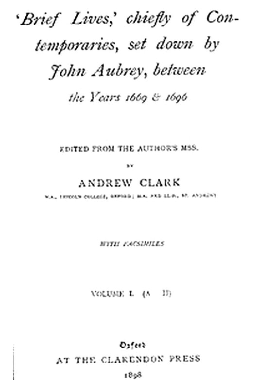Brief Lives, Vol. 1