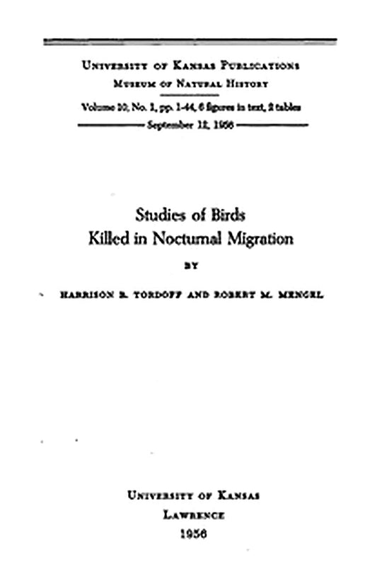 Studies of Birds Killed in Nocturnal Migration
