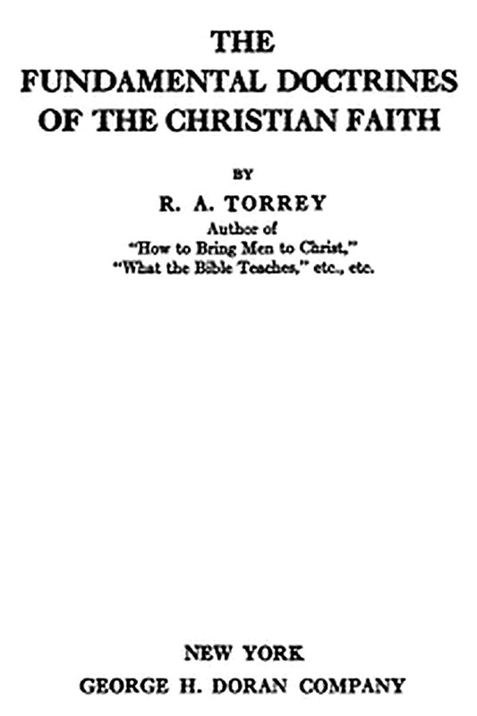 The Fundamental Doctrines of the Christian faith