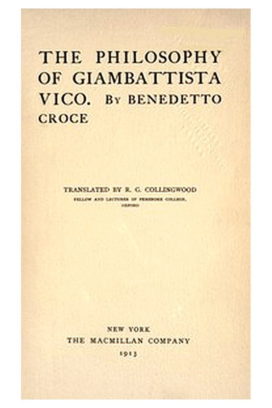 The Philosophy of Giambattista Vico