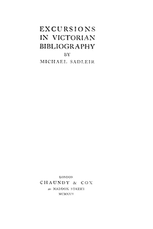 Excursions in Victorian Bibliography