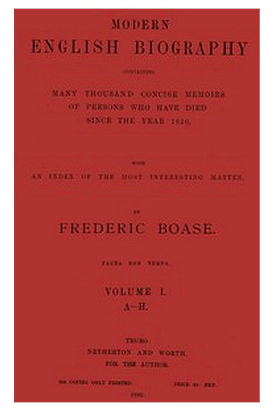 Modern English Biography (volume 1 of 4) A-H