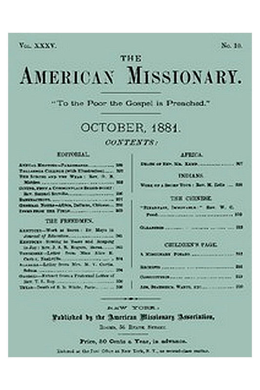 The American Missionary — Volume 35, No. 10, October, 1881