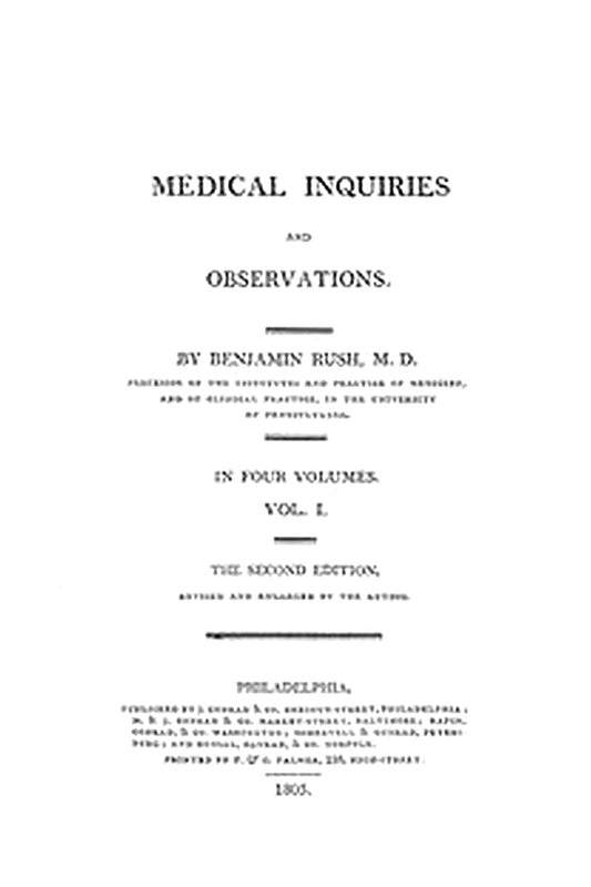 Medical Inquiries and Observations, Vol. 1