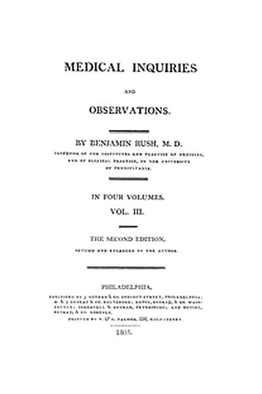 Medical Inquiries and Observations, Vol. 3