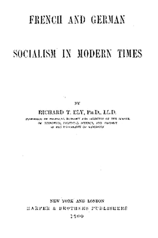 French and German Socialism in Modern Times
