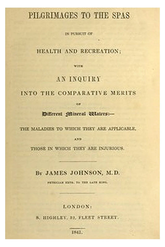 Pilgrimages to the Spas in Pursuit of Health and Recreation