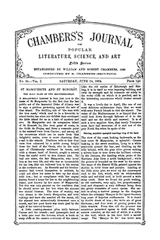 Chambers's Journal of Popular Literature, Science, and Art, Fifth Series, No. 24, Vol. I, June 14, 1884