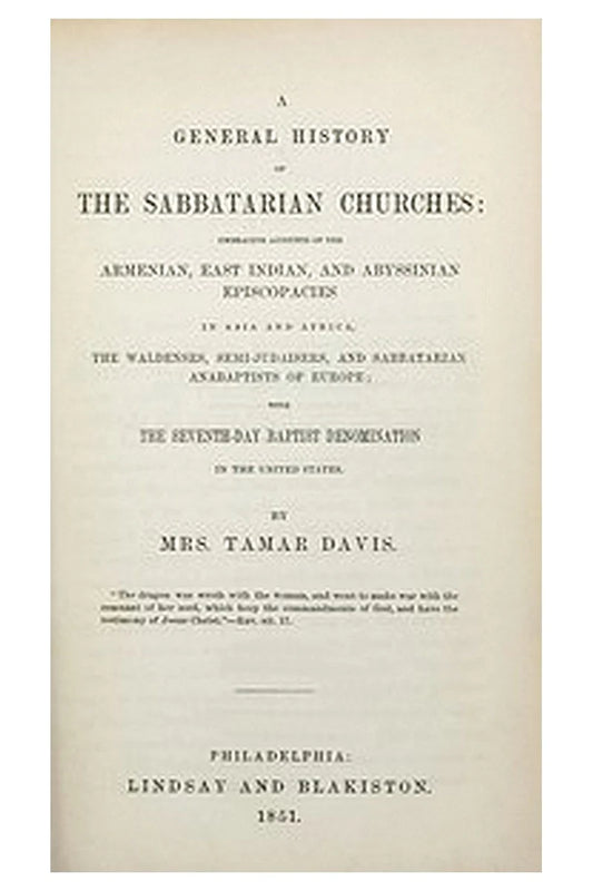 A General History of the Sabbatarian Churches