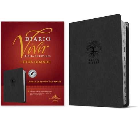 Biblia de Estudio del Diario Vivir Rvr60, Letra Grande (Sentipiel, Carb?n, ?ndice, Letra Roja) by Tyndale