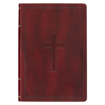 KJV Holy Bible, Thinline Large Print Faux Leather Red Letter Edition - Thumb Index & Ribbon Marker, King James Version, Burgundy by Christian Art Gifts