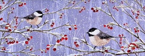 Snowy Chickadees Panoramic Boxed Holiday Cards by Stone, Laura