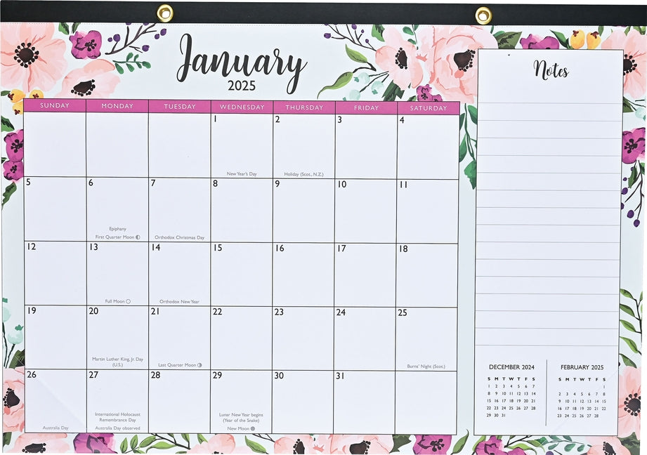 2025 Floral Desk Pad and Wall Calendar (11 X 17) by Peter Pauper Press Inc