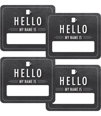 Industrial Cafe Chalkboard Hello Name Tags by Ralbusky, Melanie