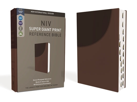 Niv, Super Giant Print Reference Bible (Font Size: 16.5-Point), Leathersoft, Brown, Red Letter, Thumb Indexed, Comfort Print by Zondervan