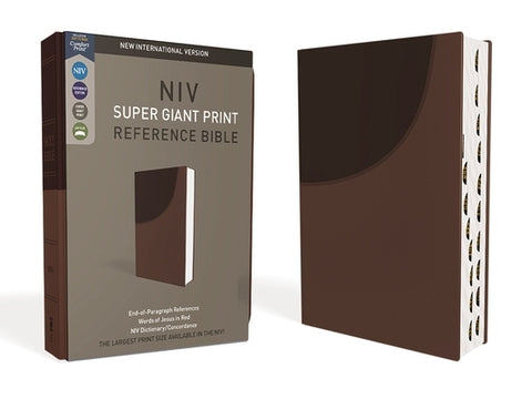 Niv, Super Giant Print Reference Bible (Font Size: 16.5-Point), Leathersoft, Brown, Red Letter, Thumb Indexed, Comfort Print by Zondervan