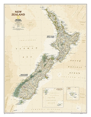 National Geographic New Zealand Wall Map - Executive (23.5 X 30.25 In) by National Geographic Maps