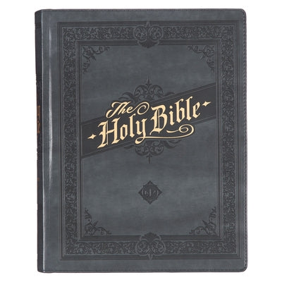 KJV Holy Bible, Large Print Note-Taking Bible, Faux Leather Hardcover - King James Version, Gray by Christian Art Gifts
