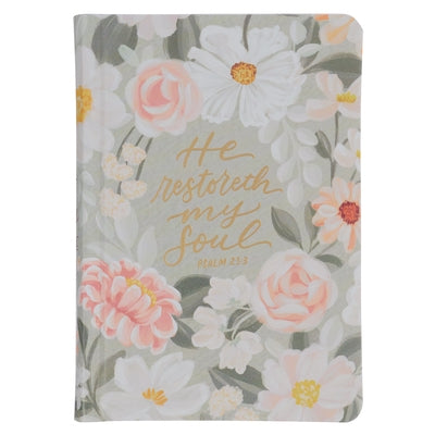 KJV Bible Compact Faux Leather Hardcover, Teal Floral Printed Ps. 23:3 by Christian Art Gifts