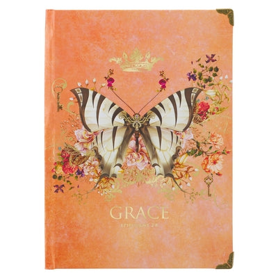 Christian Art Gifts Butterfly Journal W/Scripture Grace Eph. 2:8 Bible Verse Road/288 Ruled Pages, Large Hardcover Orange Notebook by Christian Art Gifts