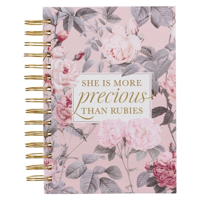Christian Art Gifts Journal W/Scripture More Precious Than Rubies Proverbs 31:10 Bible Verse Pink Floral, 192 Ruled Pages, Large Hardcover Notebook, W by Christian Art Gifts