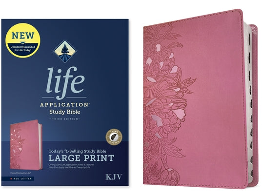 KJV Life Application Study Bible, Third Edition, Large Print (Leatherlike, Peony Pink, Indexed, Red Letter) by Tyndale