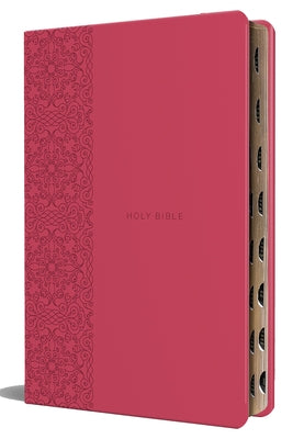 KJV Holy Bible, Large Print Medium Format, Fuchsia Faux Leather W/Ribbon Marker, Red Letter, Thumb Index by Origin