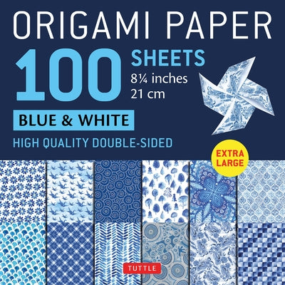 Origami Paper 100 Sheets Blue & White 8 1/4 (21 CM): Extra Large Double-Sided Origami Sheets Printed with 12 Different Designs (Instructions for 5 Pro by Tuttle Studio