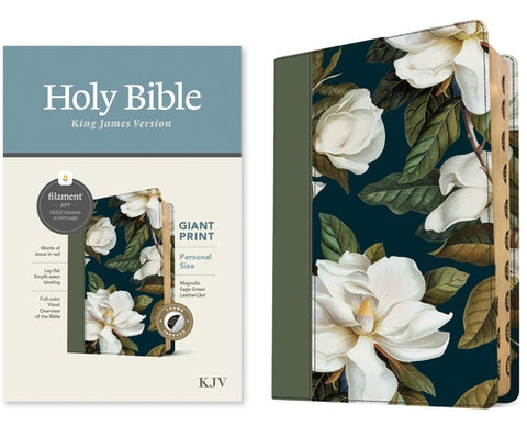 KJV Personal Size Giant Print Bible, Filament Enabled (Leatherlike, Magnolia Sage Green, Indexed, Red Letter) by Tyndale