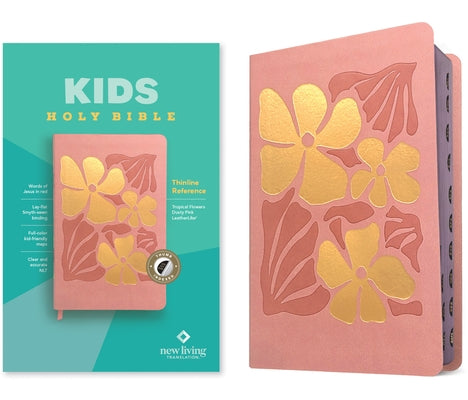 NLT Kids Bible, Thinline Reference Edition (Leatherlike, Tropical Flowers Dusty Pink, Indexed, Red Letter) by Tyndale