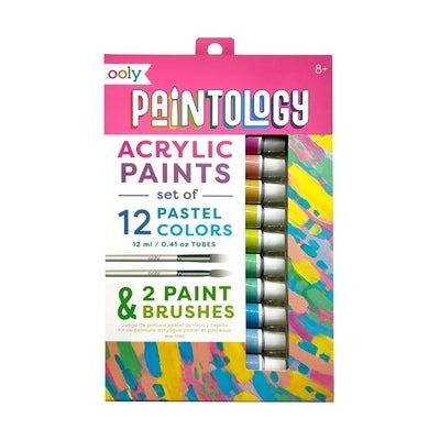Paintology Acrylic Paints + 2 Brushes - Pastel Colors (14 PC Set) by Ooly