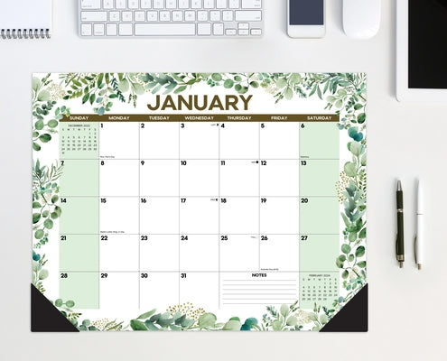 Eucalyptus & Succulents 2024 22 X 17 Large Monthly Deskpad by Willow Creek Press