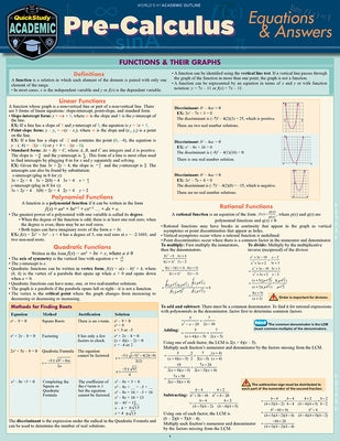 Pre-Calculus Equations & Answers: A Quickstudy Laminated Reference Guide by Expolog LLC