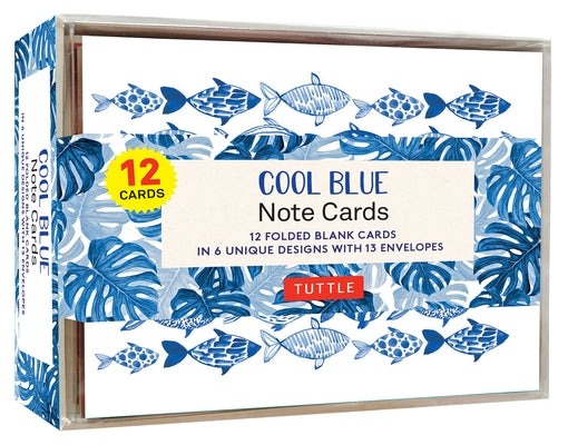 Cool Blue Note Cards - 12 Cards: In 6 Designs with 13 Envelopes (Card Sized 4 1/2 X 3 3/4 Inch) by Tuttle Studio