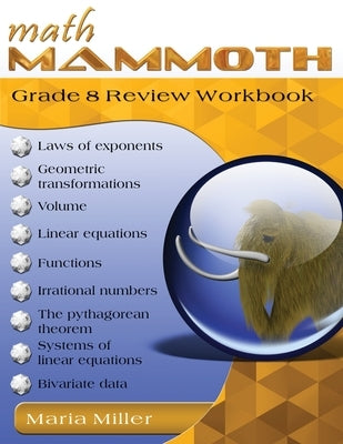 Math Mammoth Grade 8 Review Workbook by Miller, Maria