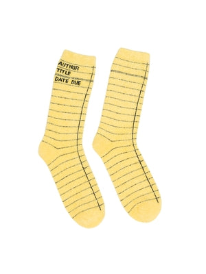 Lib Card Yellow Cozy Sock SM by Out of Print