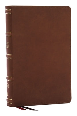 Nkjv, Single-Column Reference Bible, Verse-By-Verse, Brown Genuine Leather, Red Letter, Comfort Print by Thomas Nelson