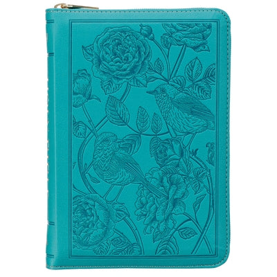 KJV Bible Compact Bible Faux Leather Teal W/Zipper by Christian Art Gifts