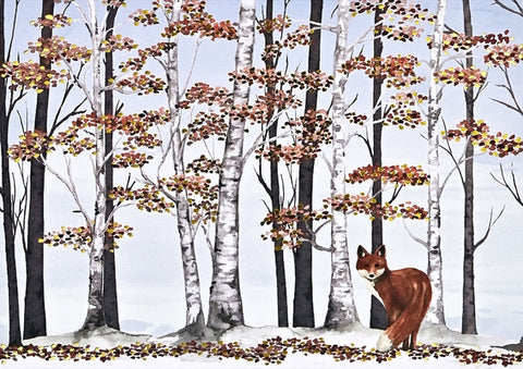 Fox and Birches Deluxe Boxed Holiday Cards by McGivern, Linzi