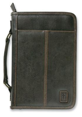 Aviator Bible Cover, Zippered, with Handle, Leather Look, Brown, Large by Zondervan