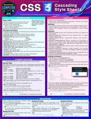 CSS - Cascading Style Sheets: A Quickstudy Laminated Reference Guide by Nixon, Robin