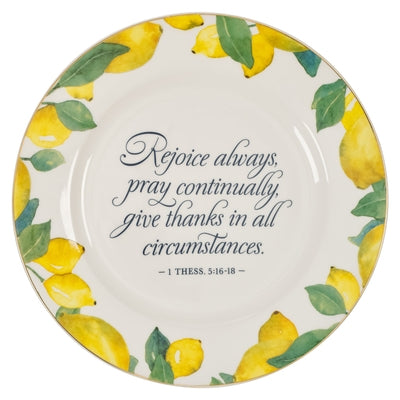 Christian Art Gifts 9 Ceramic Dinner Plate for Home & Kitchen: Rejoice Always Inspirational Bible Verse for Serving Salads, Meals, Appetizers, Dessert by Christian Art Gifts