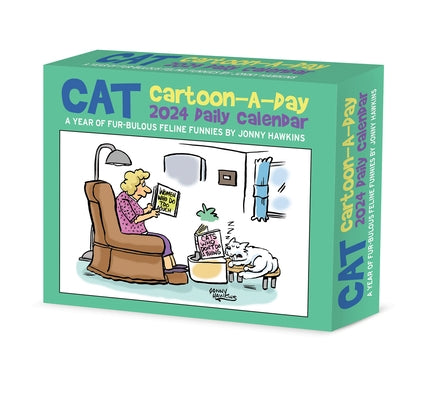 Cat Cartoon-A-Day by Jonny Hawkins 2024 6.2 X 5.4 Box Calendar by Jonny Hawkins