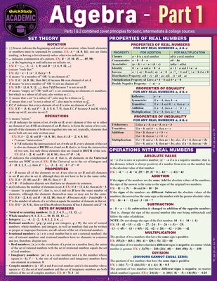 Algebra Part 1: A Quickstudy Laminated Reference Guide by Kizlik, S. B.