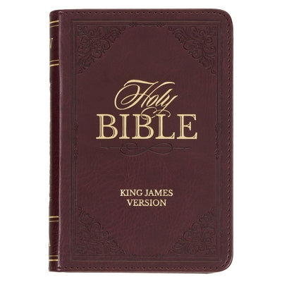 KJV Holy Bible, Mini Pocket Size, Faux Leather Red Letter Edition - Ribbon Marker, King James Version, Burgundy by Christian Art Gifts