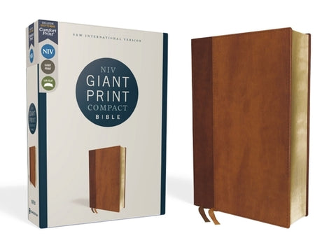 Niv, Giant Print Compact Bible, Leathersoft, Brown, Red Letter Edition, Comfort Print by Zondervan