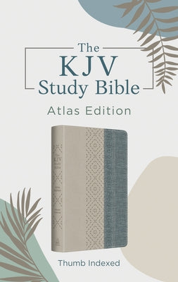 The KJV Study Bible: Atlas Edition, Thumb Indexed [Taupe & Denim Crosshatch] by Hudson, Christopher D.